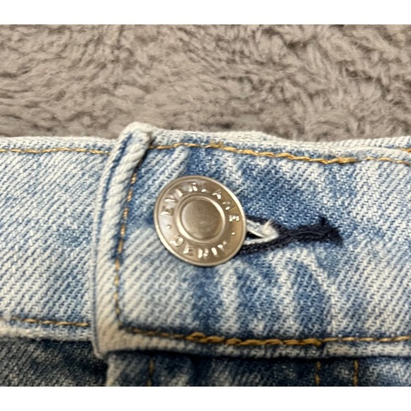 EVERLANE RODEO Denim Reconstructed Skirt Light Wash Distressed Frayed Size 30 - Picture 5 of 8